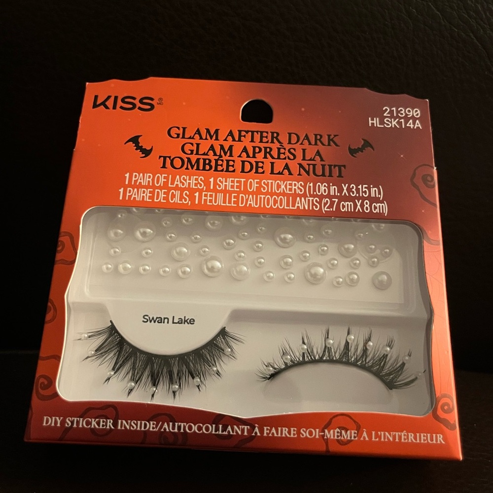 NEW Kiss - Glam After Dark - Swan Lake False Lashes With Sheet Of Pearl Stickers